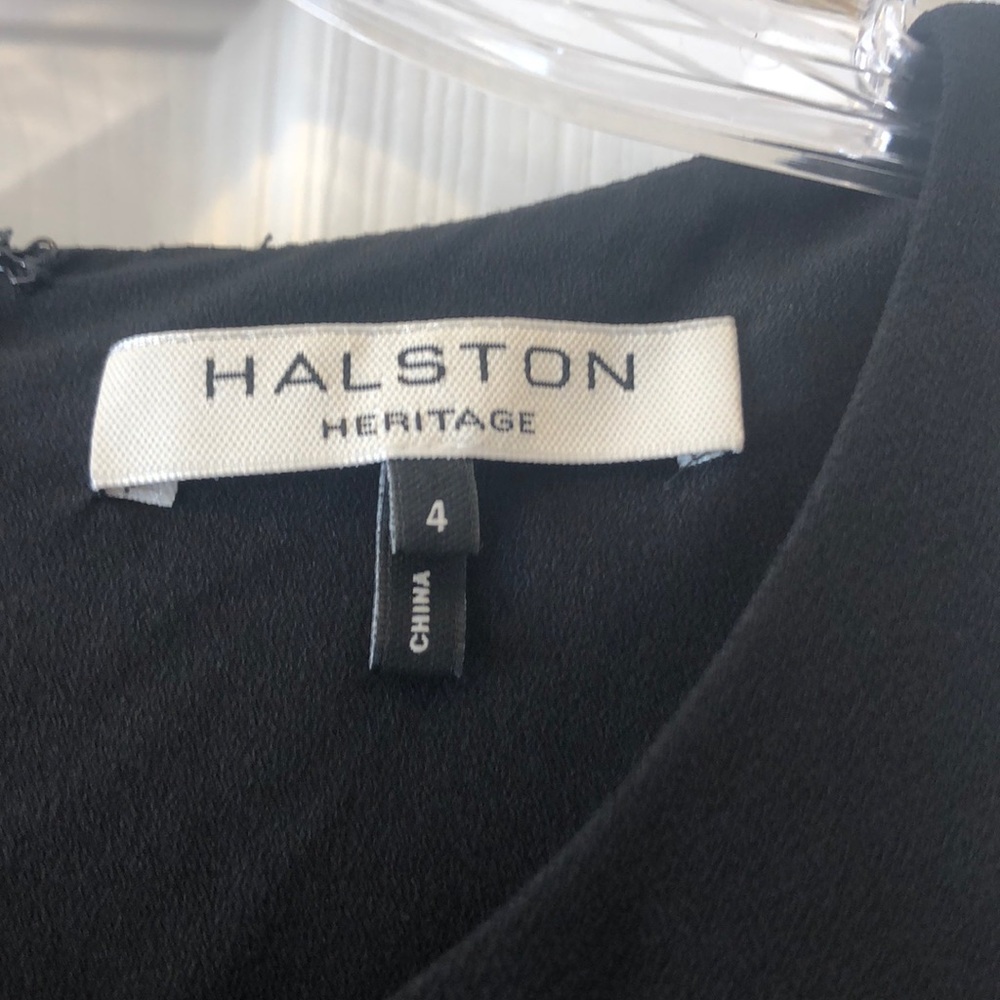 Halston Heritage Black and Cream Pleated Mini Dress - Picture 4 of 9